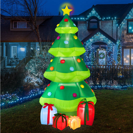 Inflatable Christmas Tree Outdoor Blow Up Decor w/ 10 LED Lights - 10ft